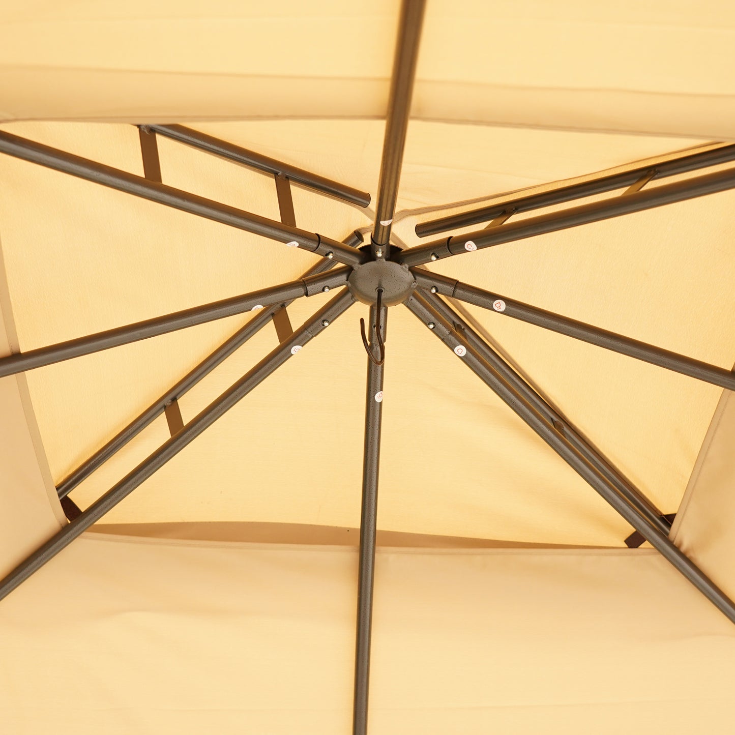 10x12 Outdoor Gazebo Canopy with Netting - Beige/Brown