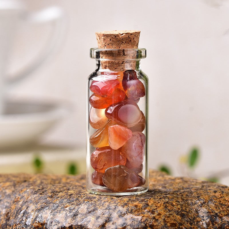 Natural Gravel Glass Wishing Bottle - Crystal Mineral Home Decor
