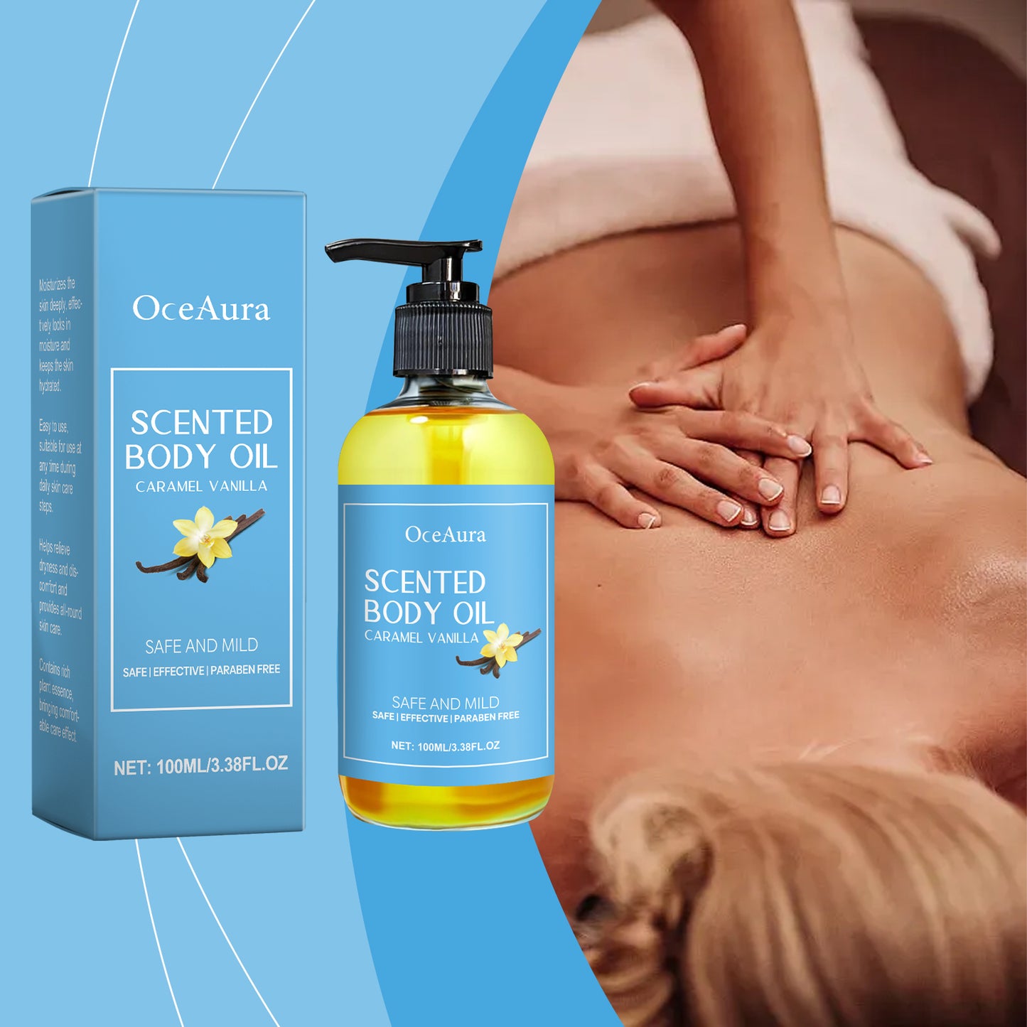 Caramel Vanilla Body Oil - Hydrating Shea Butter Moisturizer for Dry Skin