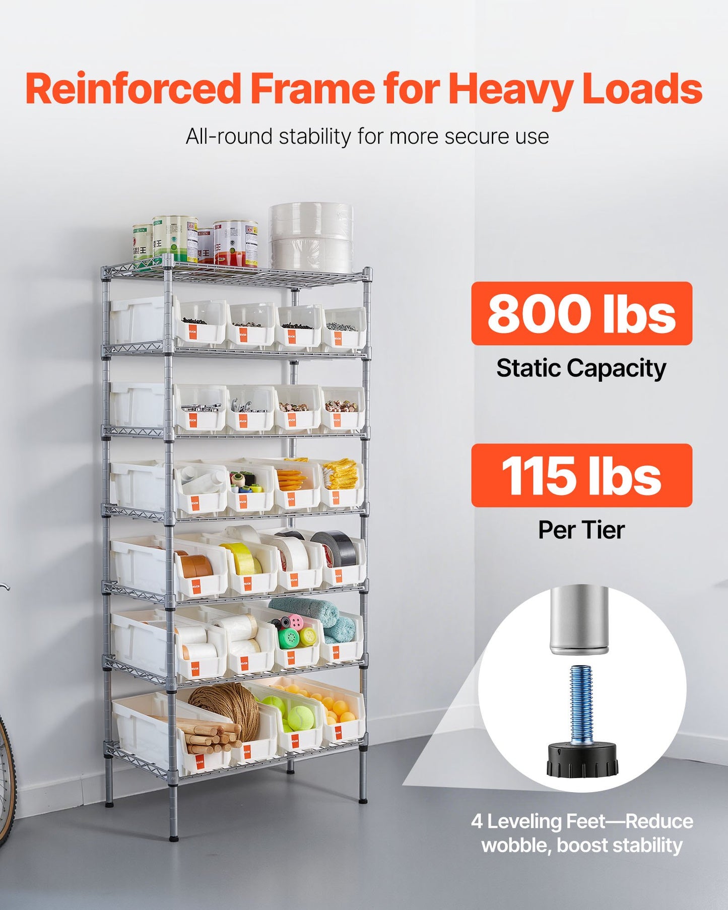 7-Tier Rolling Storage Bin Rack with 24 Small Bins for Garage & Workshop