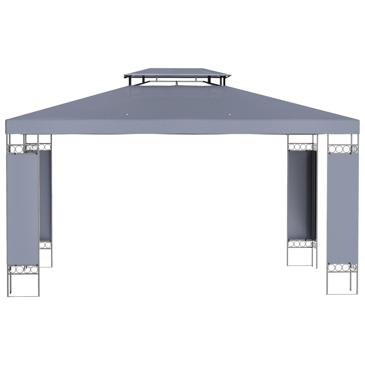 10x13 Gray Patio Gazebo - Double Roof Canopy Shelter with Screen