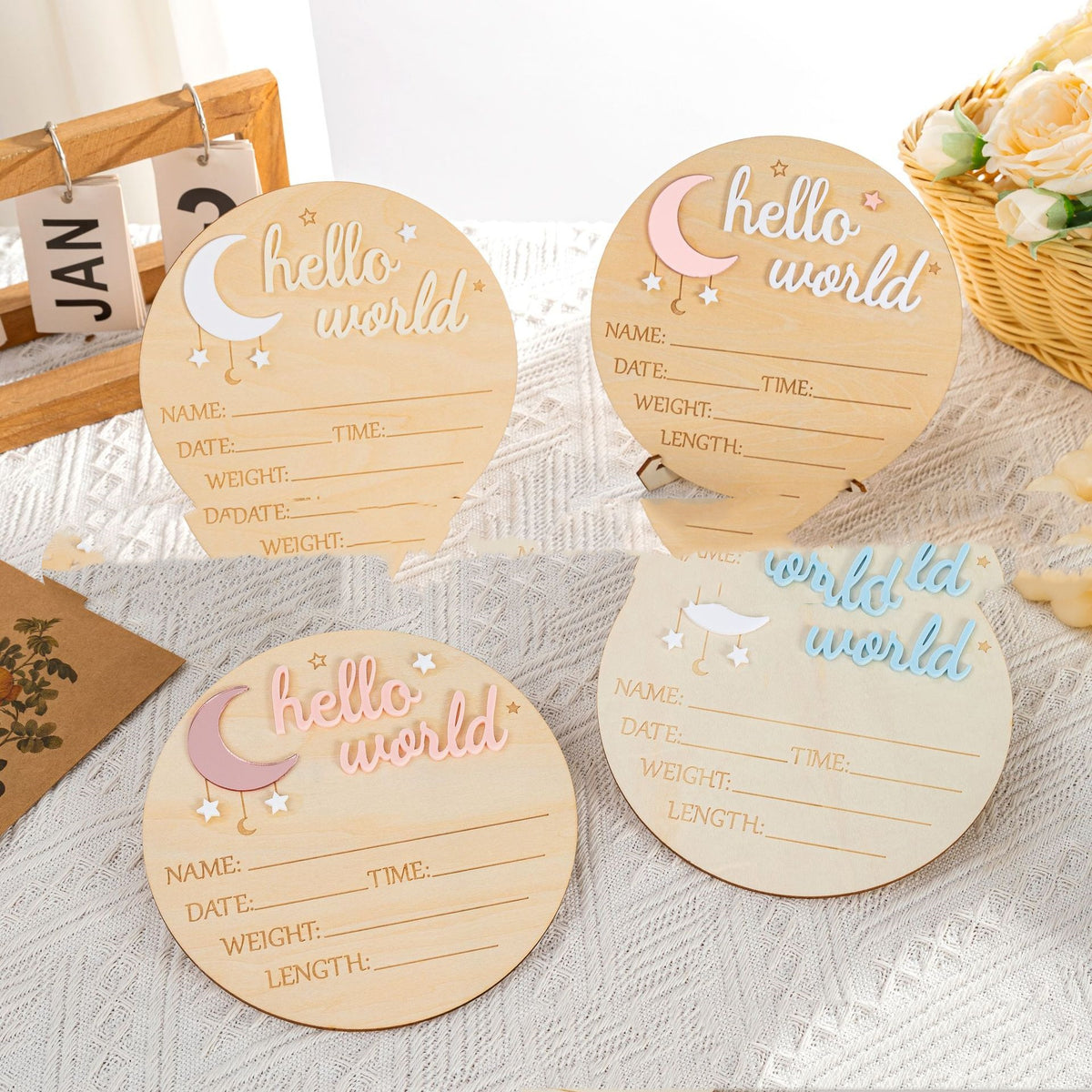 Hello World Baby Photo Props - Wooden Decor for Baby Photos - 15cm