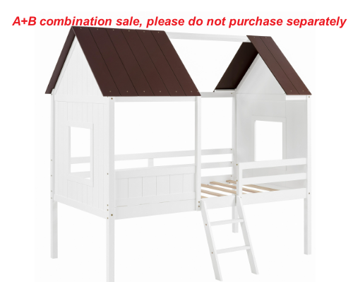 Montessori Wooden Toddler Loft Bed with Detachable Roof & Guardrail