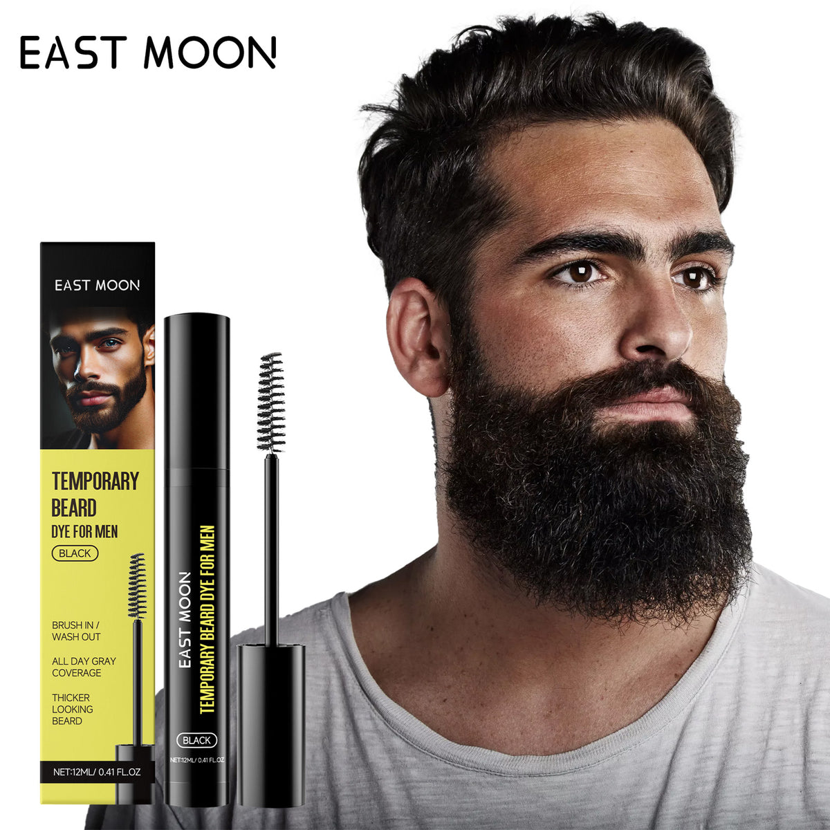 Men's Beard & Eyebrow Dye - Black, 12ml