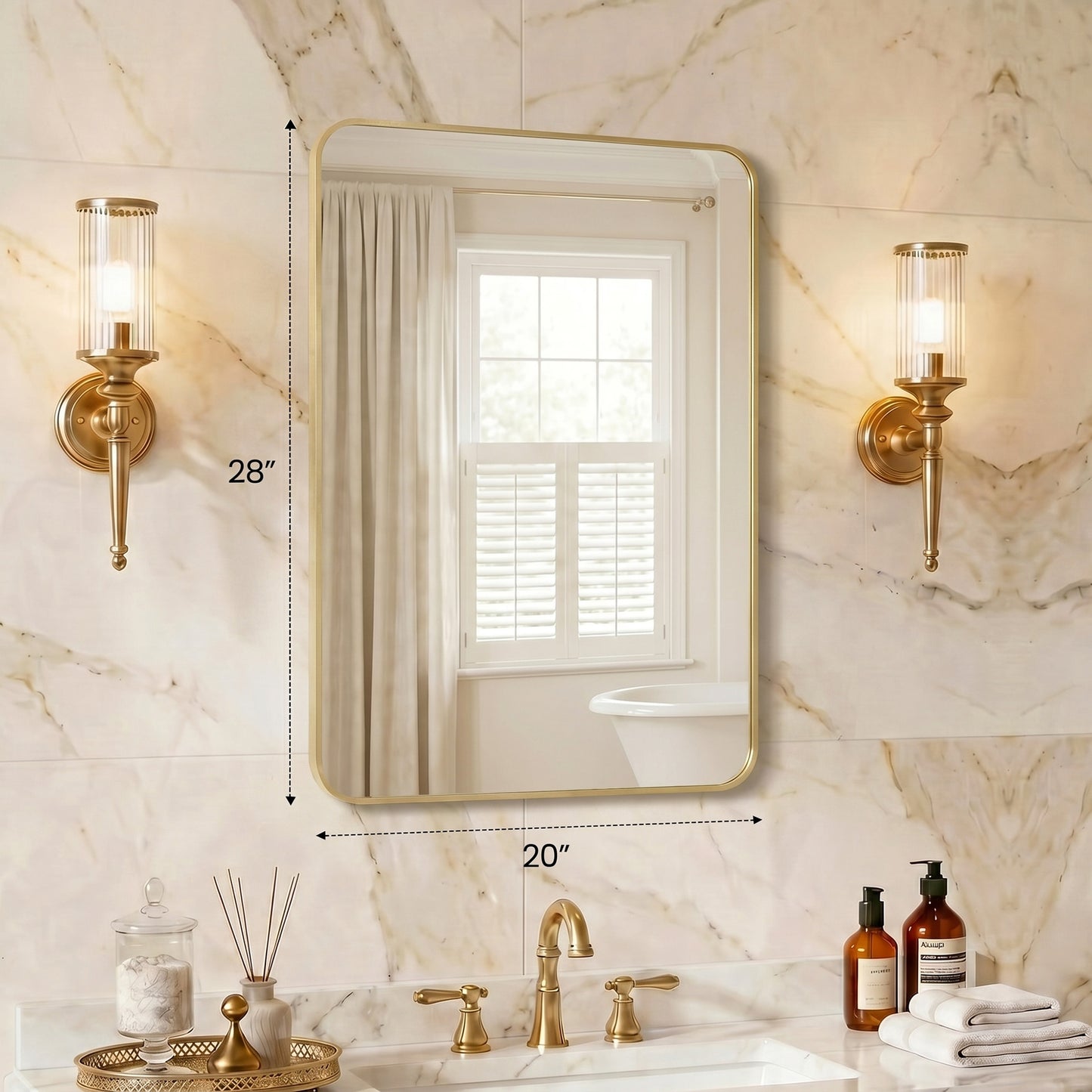 Rectangular Wall Mirror with Metal Frame - Multiple Sizes and Finishes