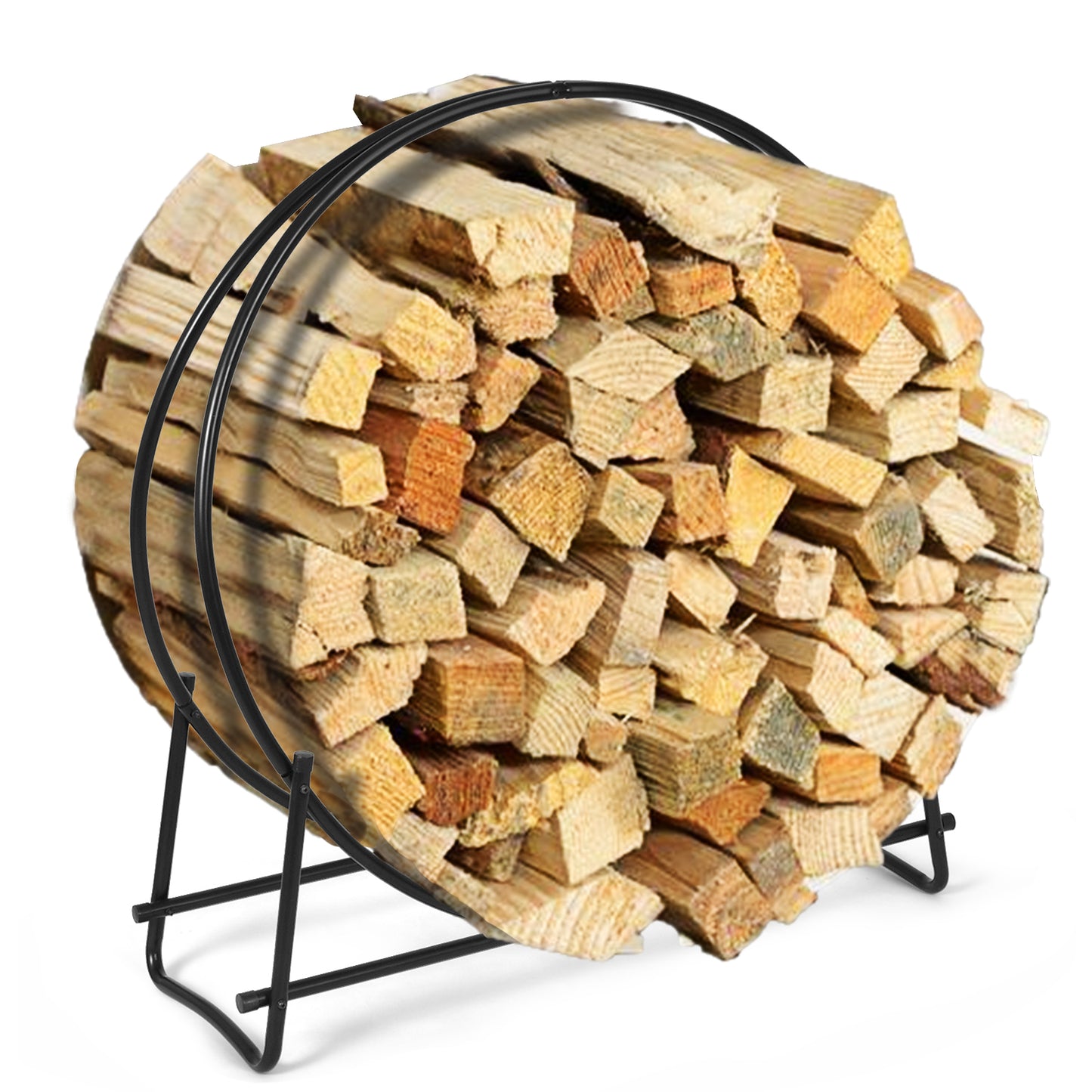 40-Inch Tubular Steel Firewood Storage Rack - Heavy-Duty Design