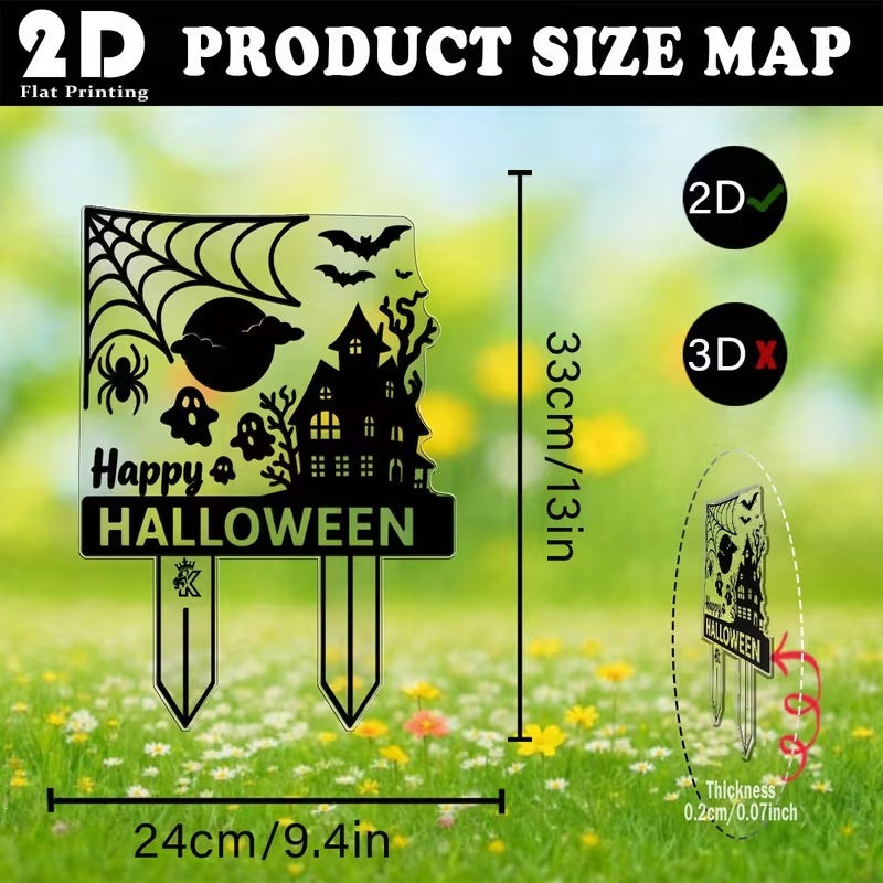 Acrylic Halloween Garden Decoration Picks - Multiple Sizes & Styles