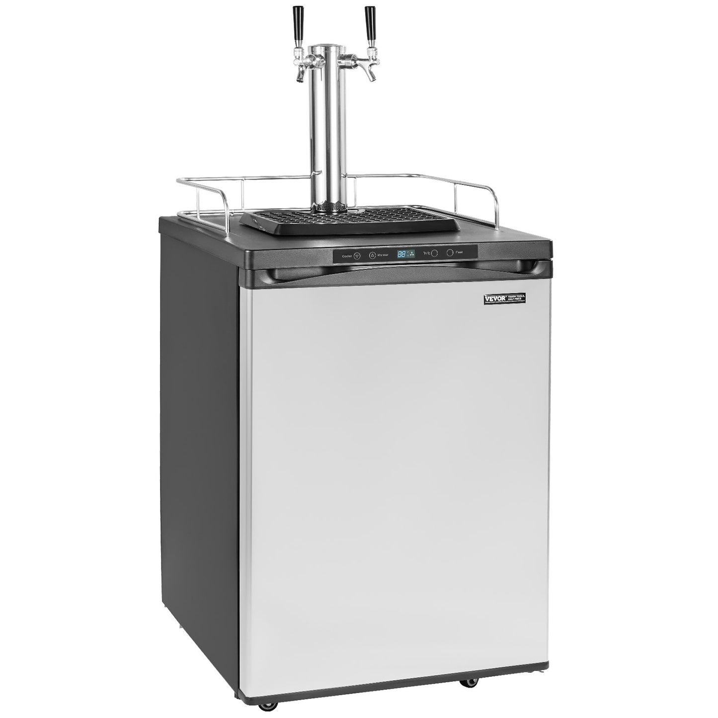Full Size Dual Tap Beer Kegerator Dispenser with Temperature Control - Black
