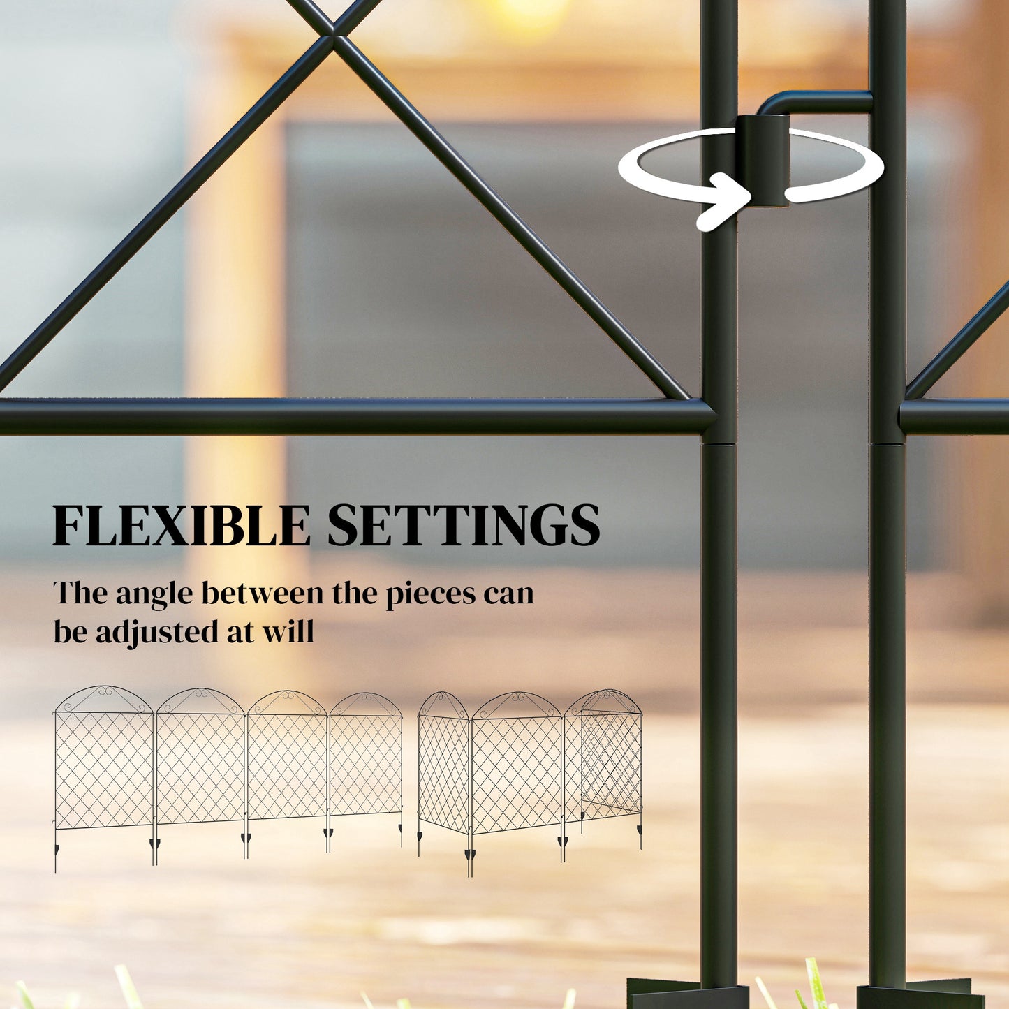 4 Pack Steel Garden Fence Panels - Rust-Resistant Black Edging