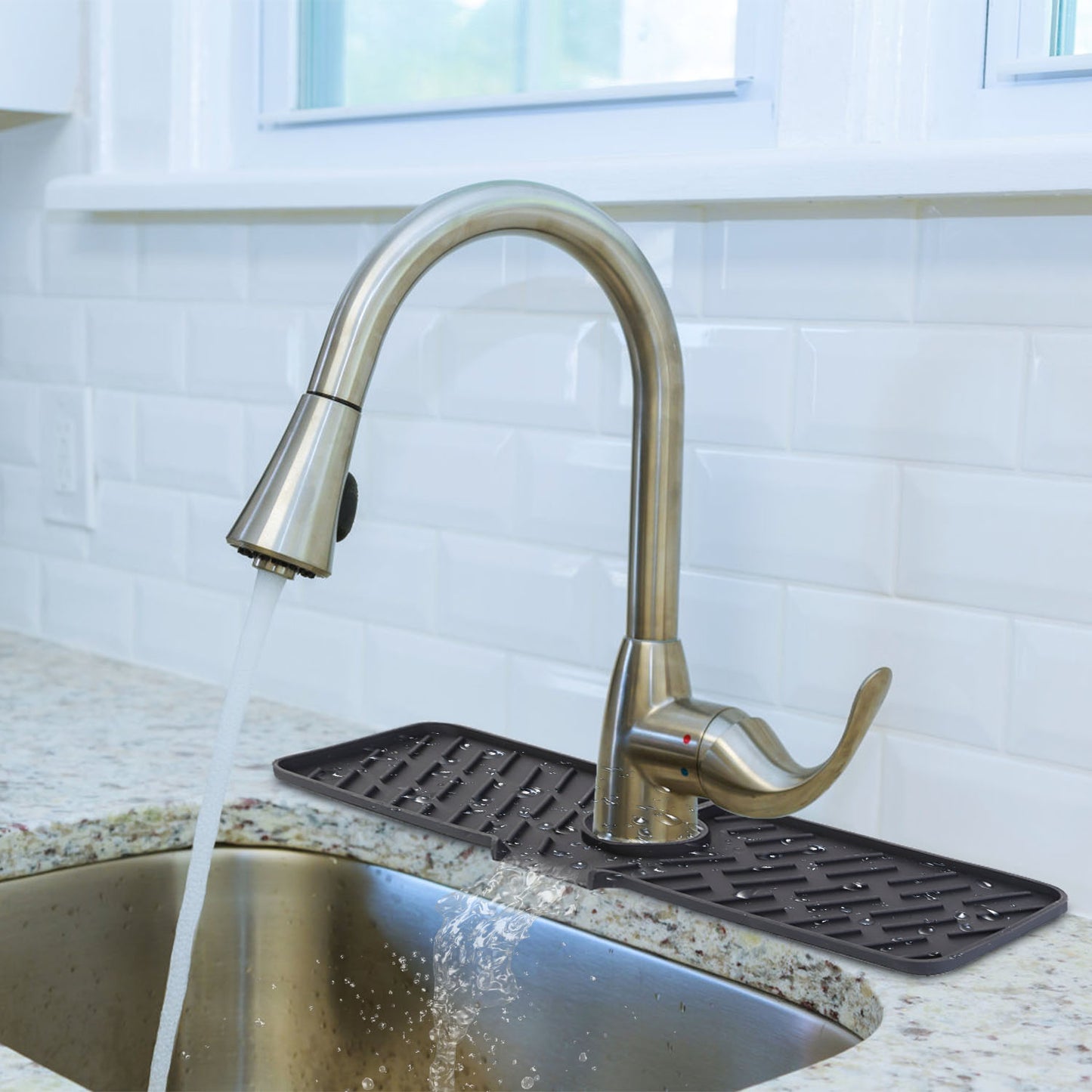 Silicone Faucet Mat - Kitchen Sink Splash Guard & Drip Catcher