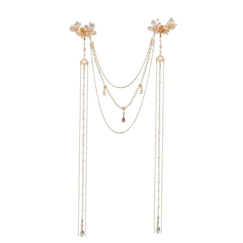Women's Pearl Diamond Flower Hairpin - Gold