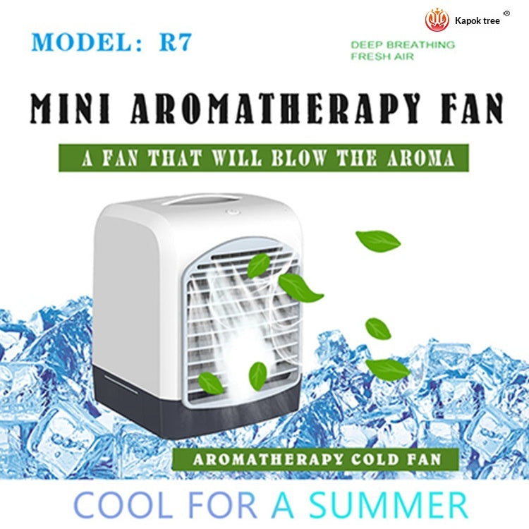 USB Desktop Fan with Water Cooling and Aromatherapy Pad - White