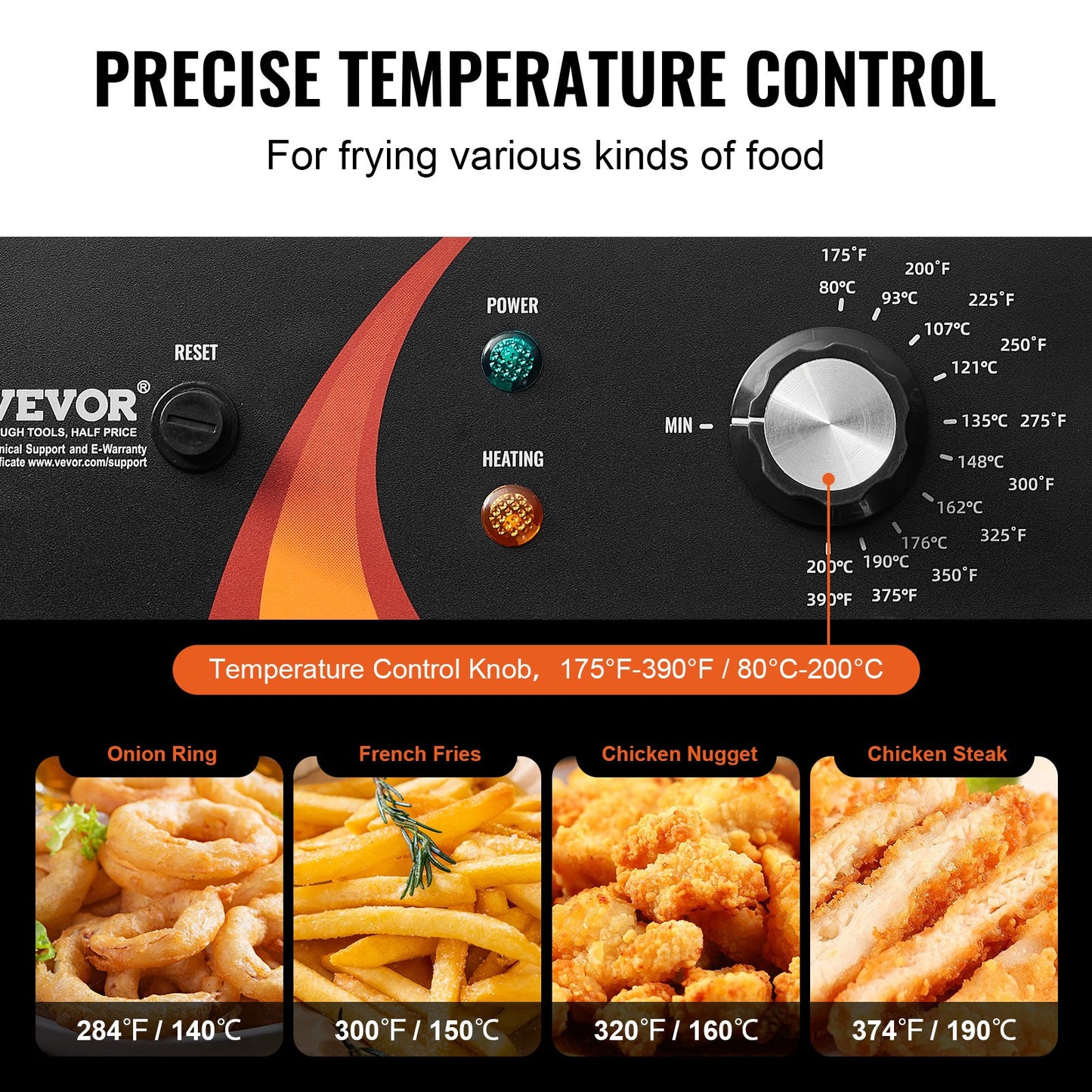 Commercial Electric Deep Fryer 12 Qt / 11.5L Countertop 1750W with Temperature Control - Silver