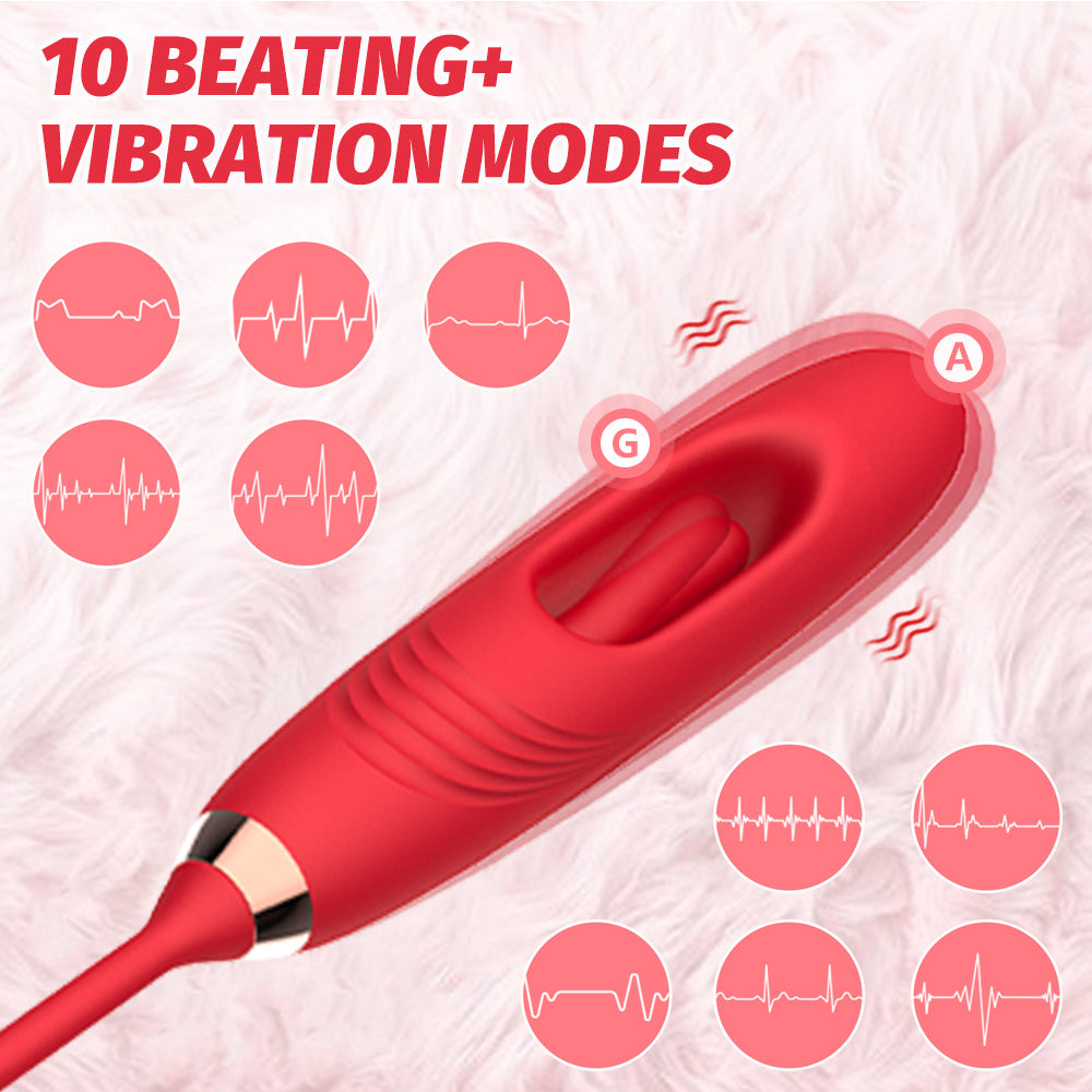 Female G-Spot Double Head Vibrator - 10 Vibration Modes, Red
