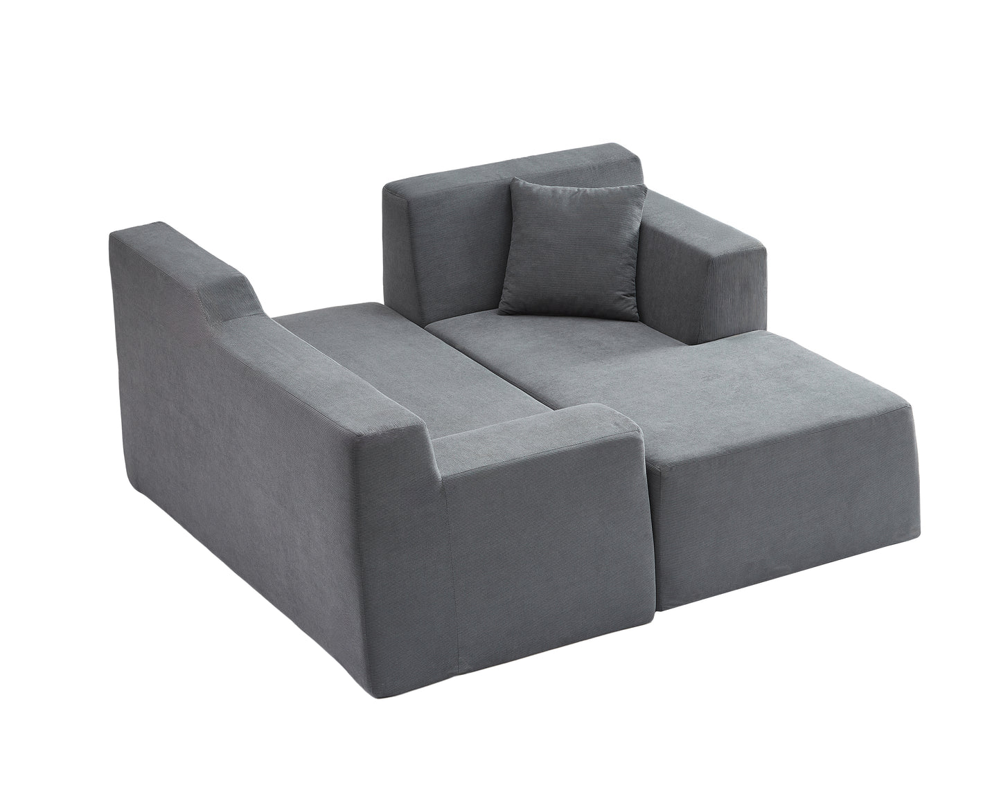 Modern L-Shaped Corduroy High Back Sofa - Dark Gray
