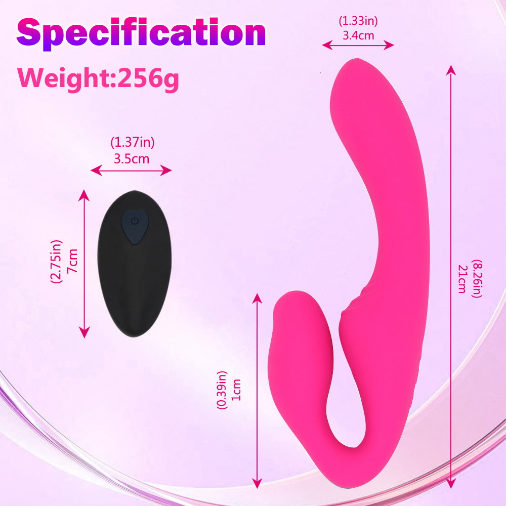 Strapless Strap-On G-Spot Dildo Vibrator with Remote Control - 10 Vibration Settings