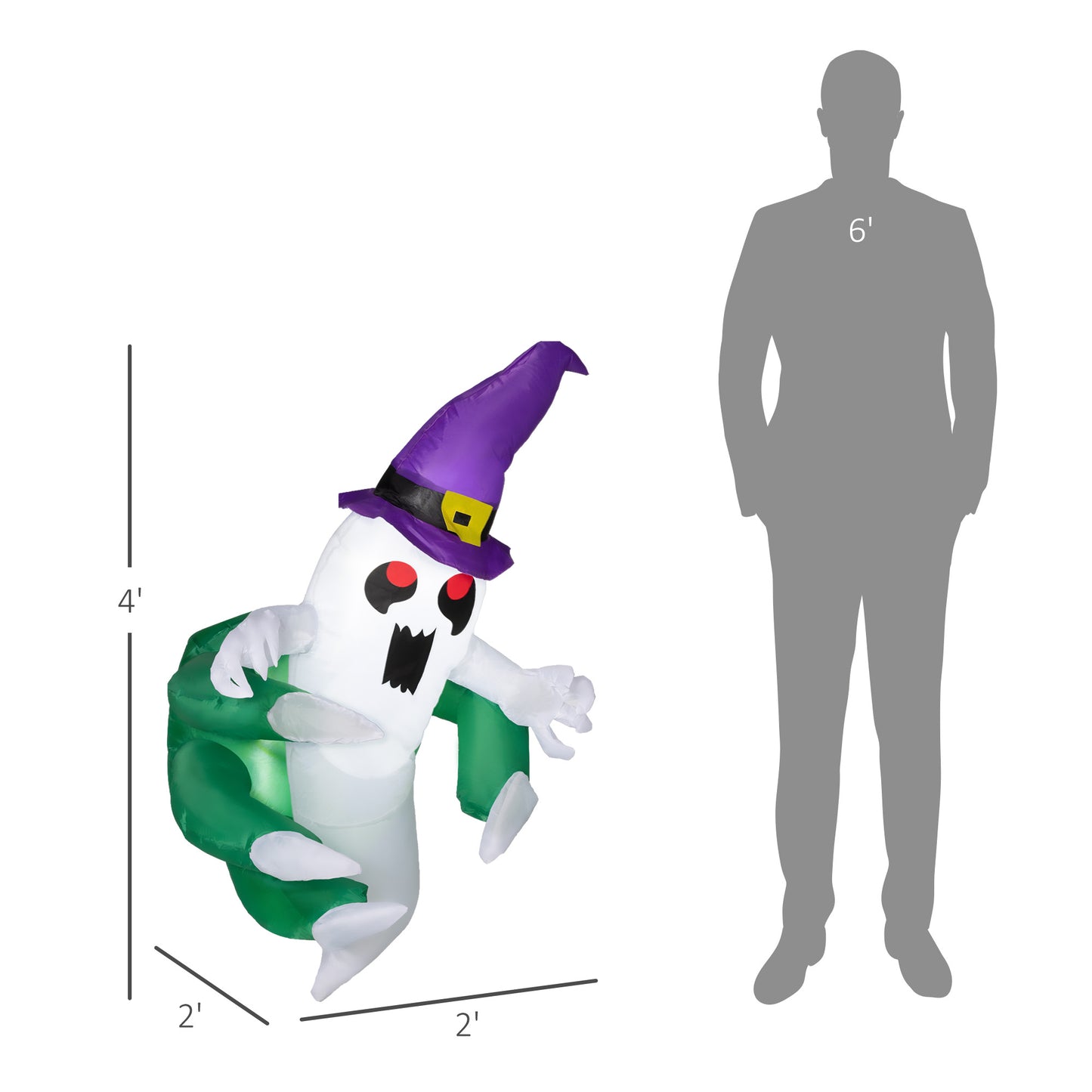 Inflatable Halloween Ghost with LED Lights - 25.6"