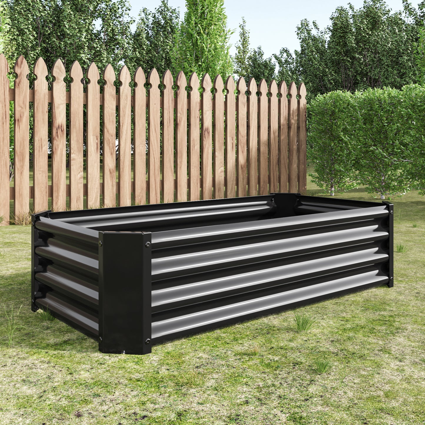 Metal Raised Garden Bed - 4'x2'x1' Rectangle Planter for Flowers, Vegetables, Herbs - Black