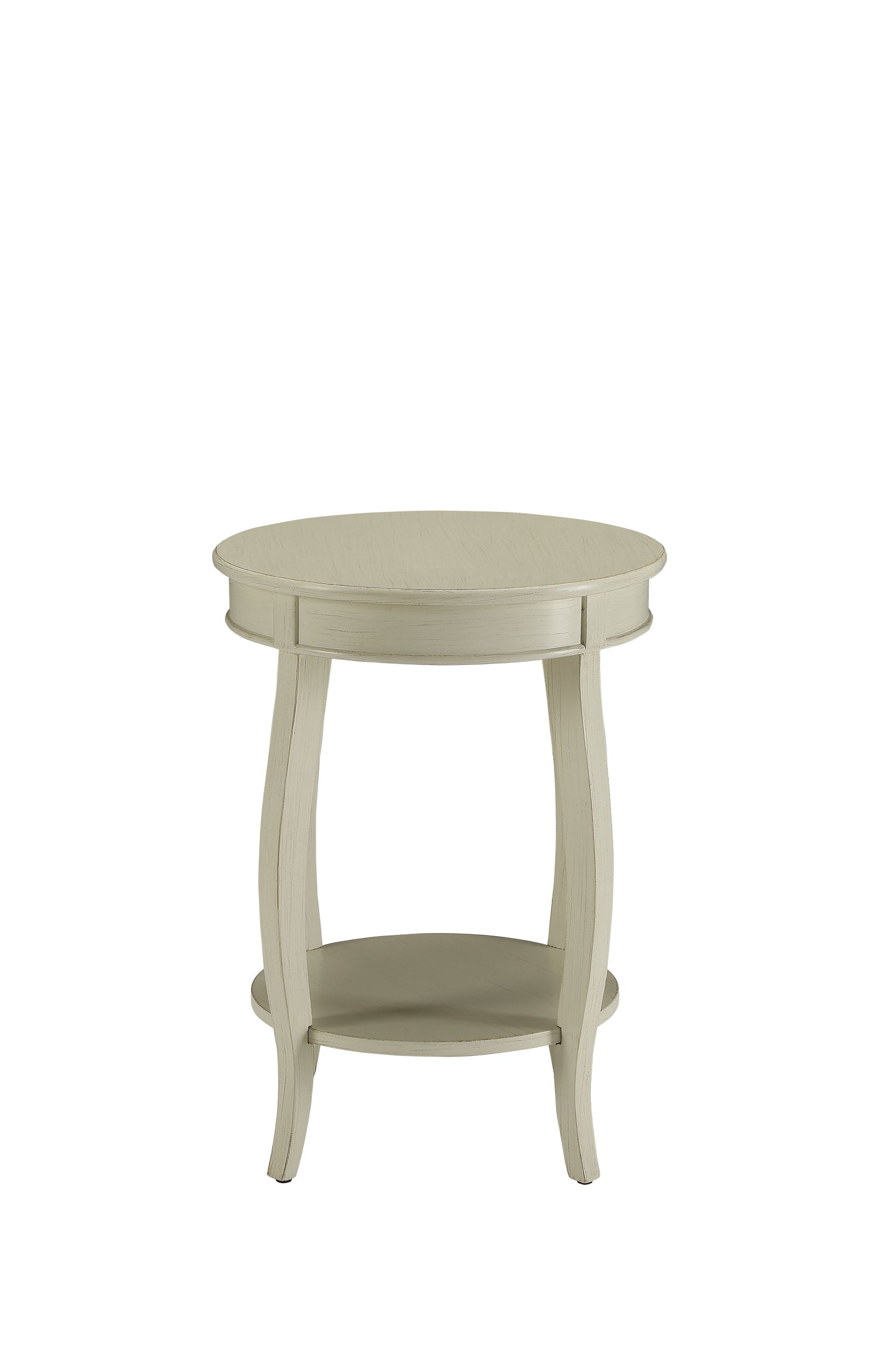 Antique White Accent Table with Open Storage Shelf