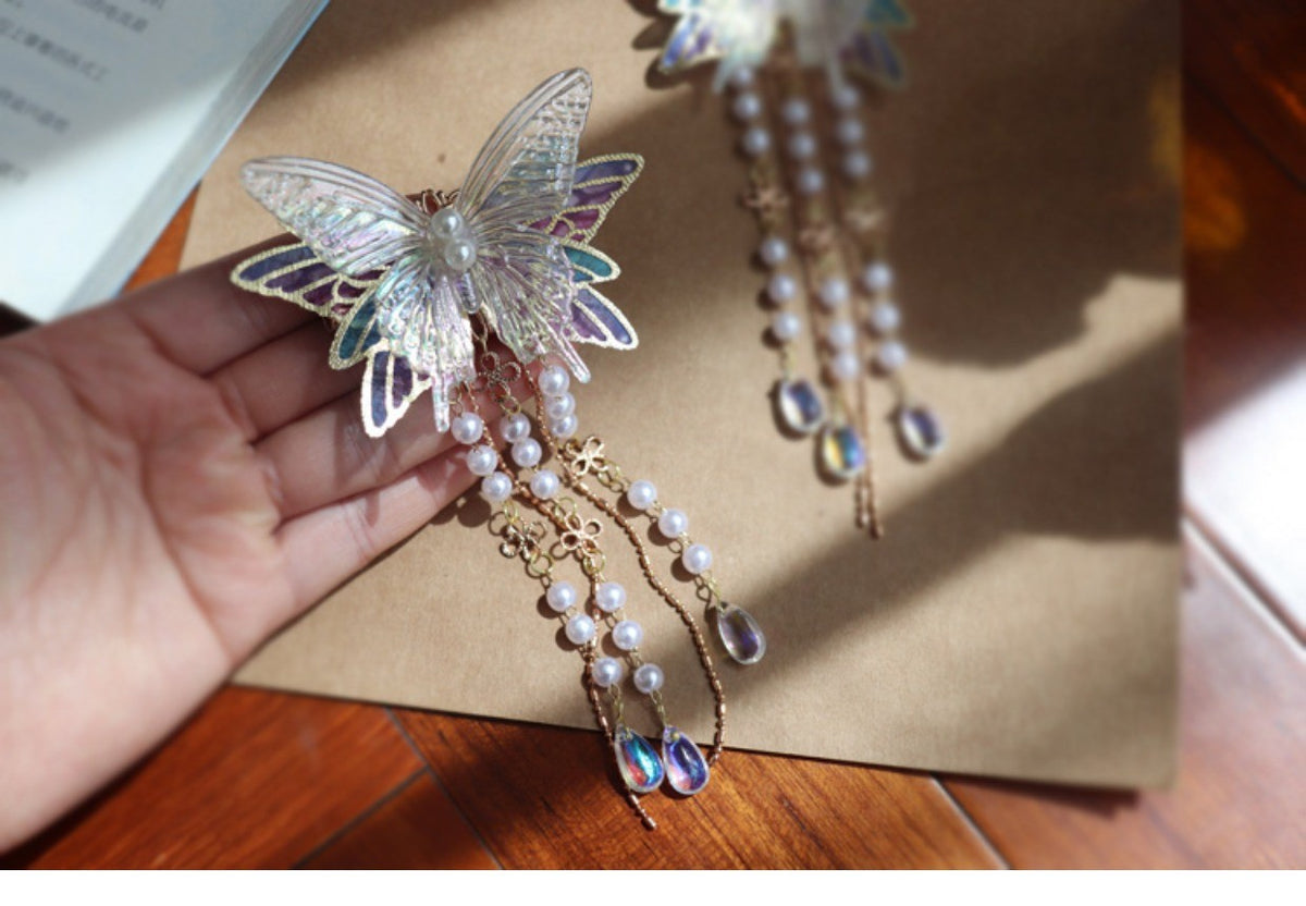 Butterfly Hairpin with Tassel - Hanfu Hair Accessory