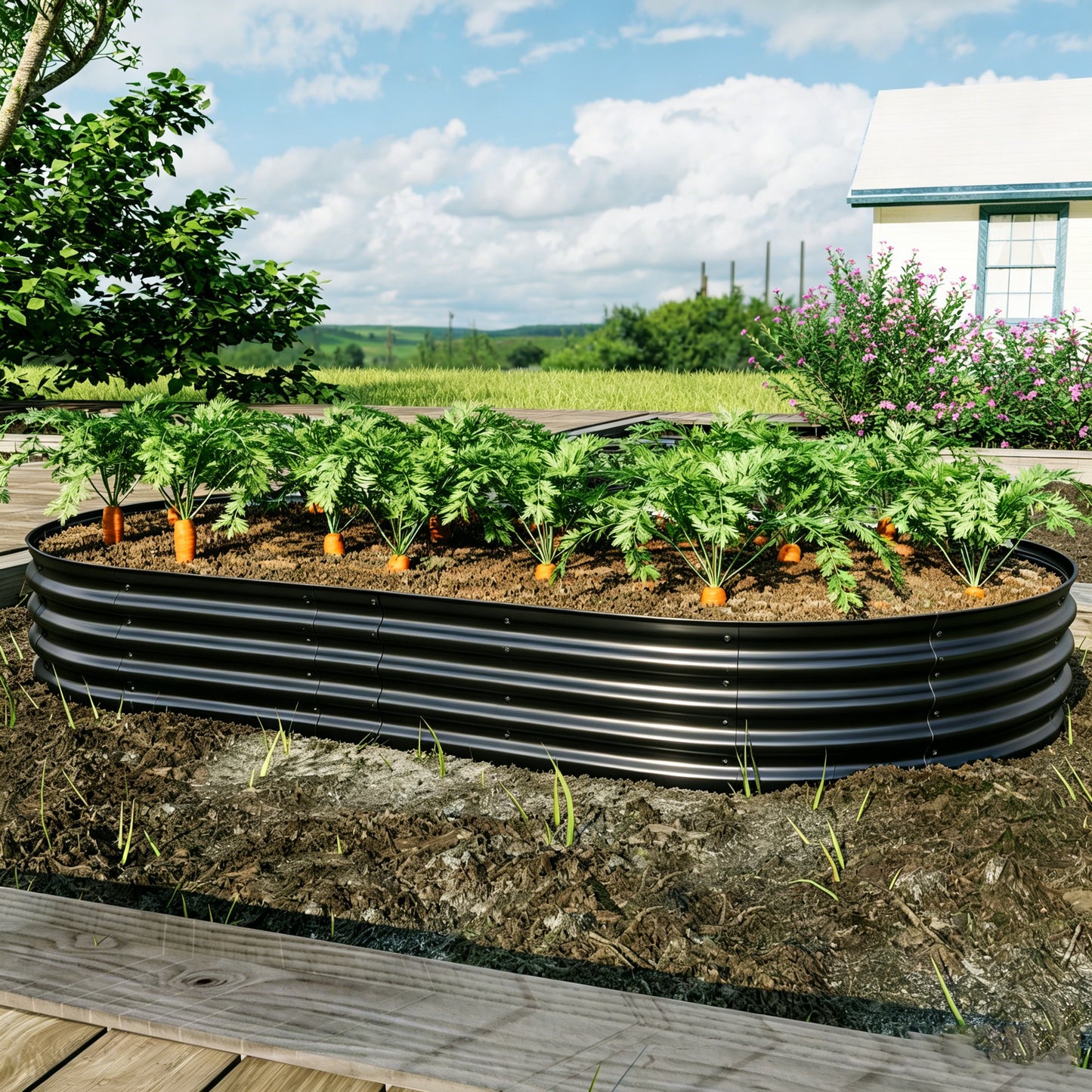 Galvanized Raised Garden Bed 8x4x1ft - Heavy Duty Outdoor Planter Box