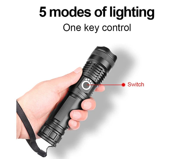 Rechargeable 9900000LM Ultra Bright LED Tactical Flashlight
