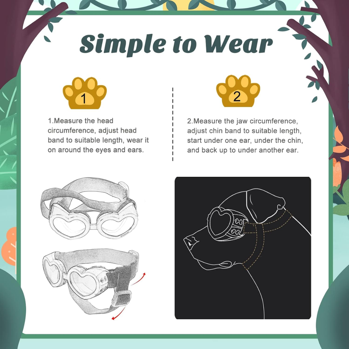 Dog Sunglasses UV Protection Heart Shape Pet Goggles for Small Dogs