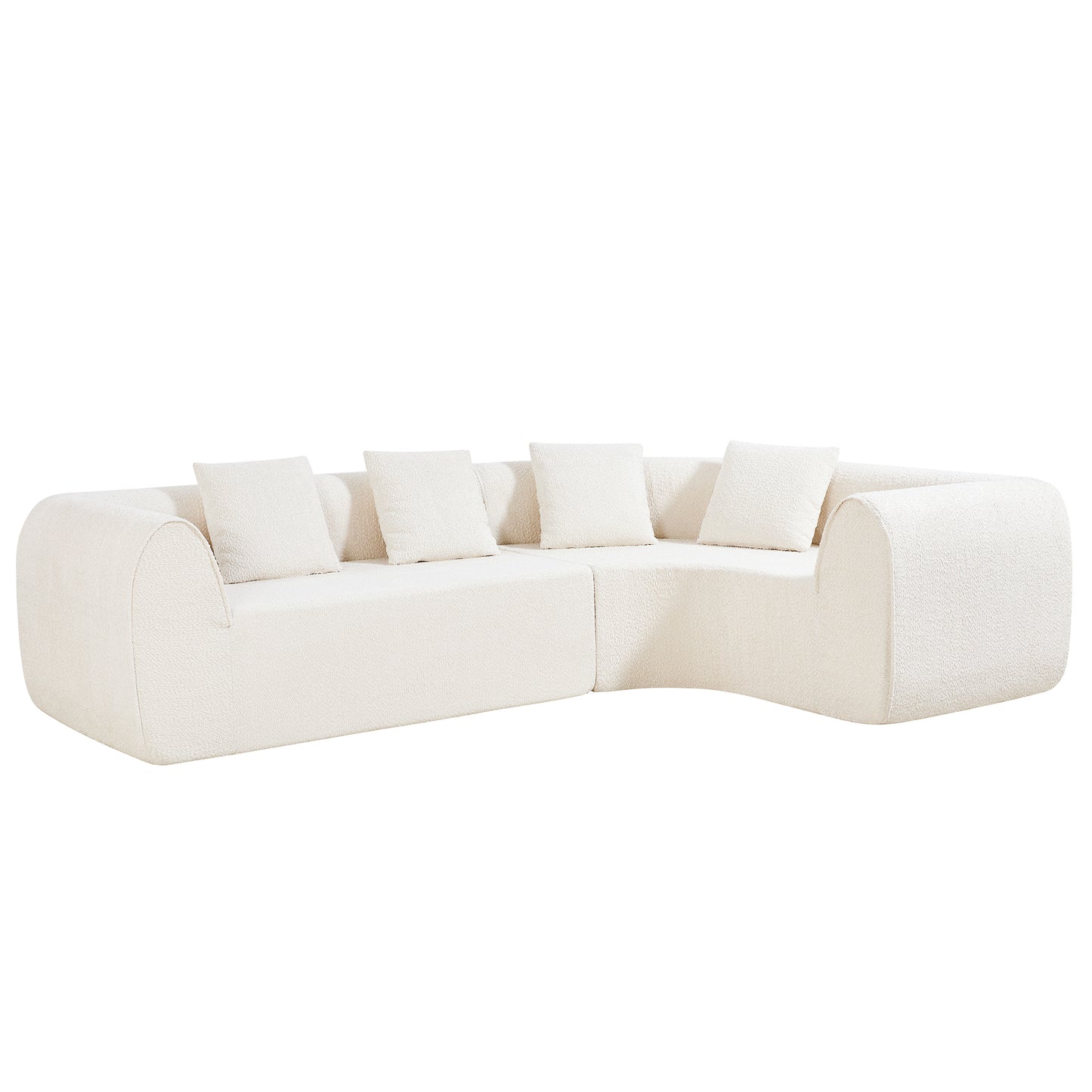 110" Modern Curved L-Shaped Sectional Sofa - White