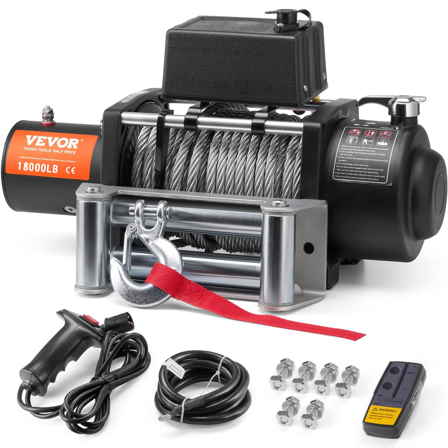 Electric Winch 18,000 Lb Steel Cable Waterproof Remote Control for Off-Road Recovery