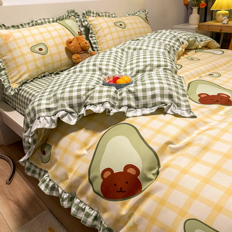 Princess Heart Bedding Set for 1.8M Bed - Kids Girl Bed Linen with Lace