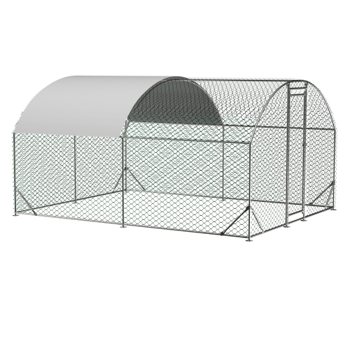 Large Metal Chicken Coop with Waterproof UV Cover and Walk-In Fence - Yard Farm Use
