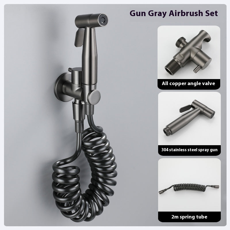 High Pressure Water Spray Gun with Spring Tube for Toilet and Bathroom Use