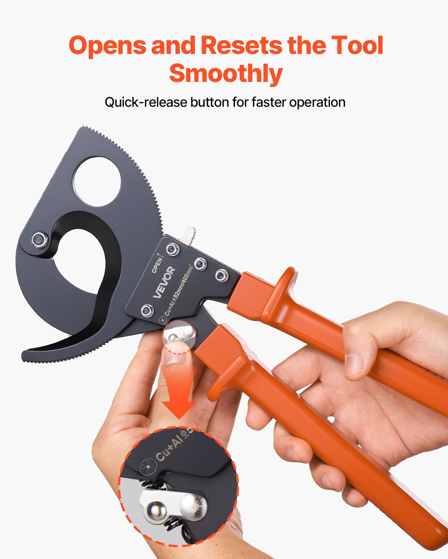 Heavy Duty Ratchet Cable Cutter for Copper & Aluminum Wires - Up to 800 MCM