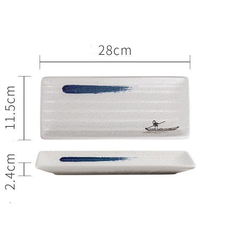 Japanese Ceramic Rectangular Plate 10-Inch Home Kitchen Dinnerware