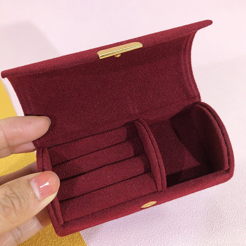 Portable Jewelry Box with Velvet Interior for Rings and Earrings