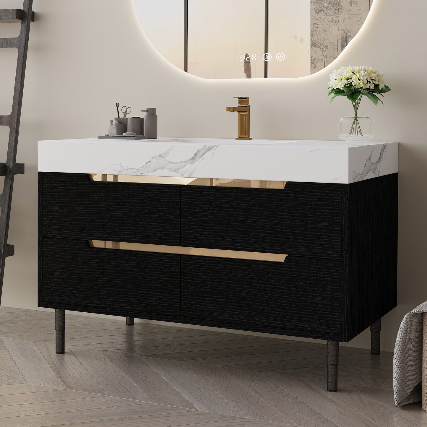35.4" Modern Bathroom Vanity with Undermount Sink & Storage