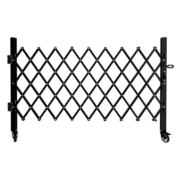 Foldable Security Gate with Lockable Swivel Casters - Portable Safety Barrier for Garage & Driveway