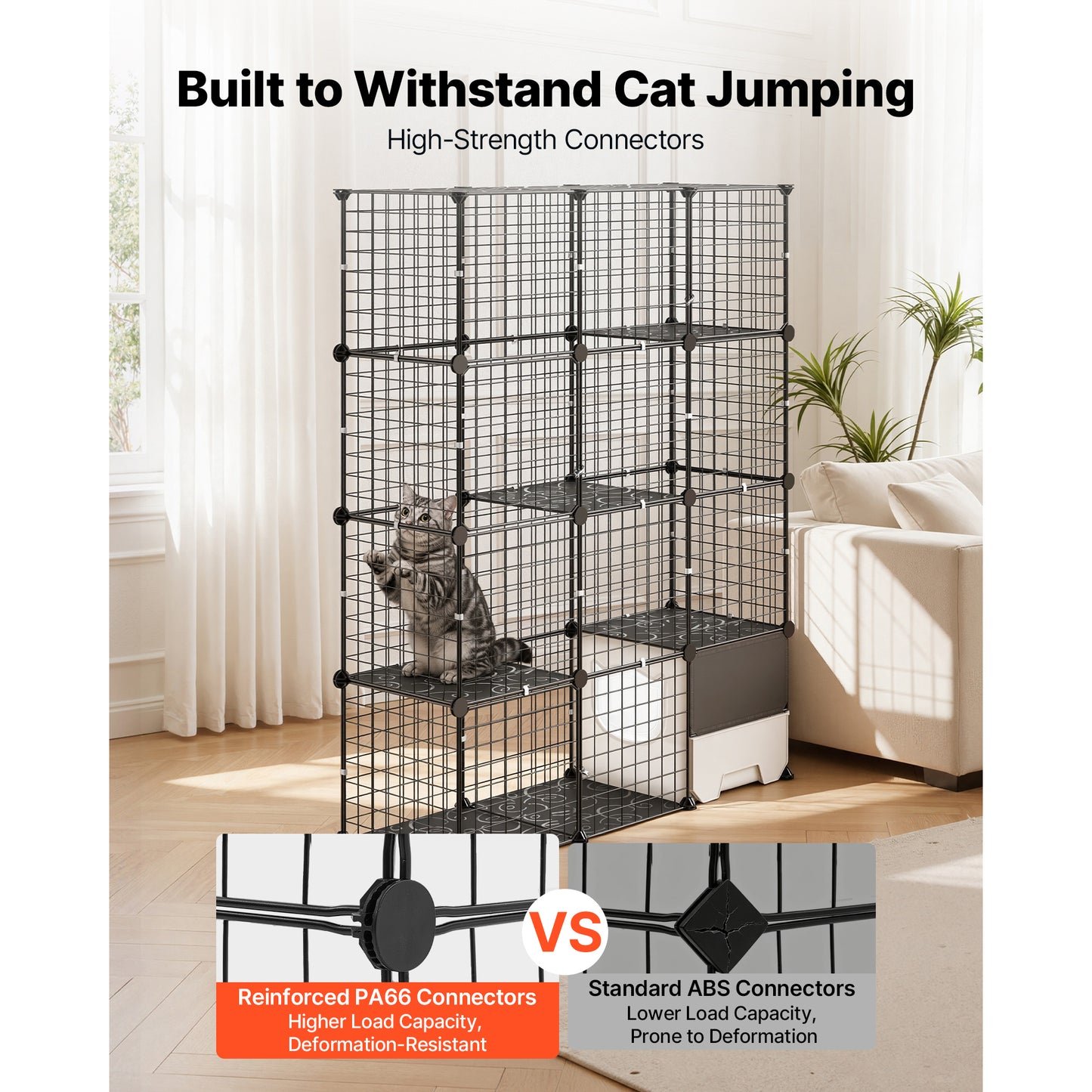 Large 4-Tier Cat Playpen with Litter Box - Indoor Exercise Enclosure, Detachable Metal Wire Cage for Cats & Small Animals