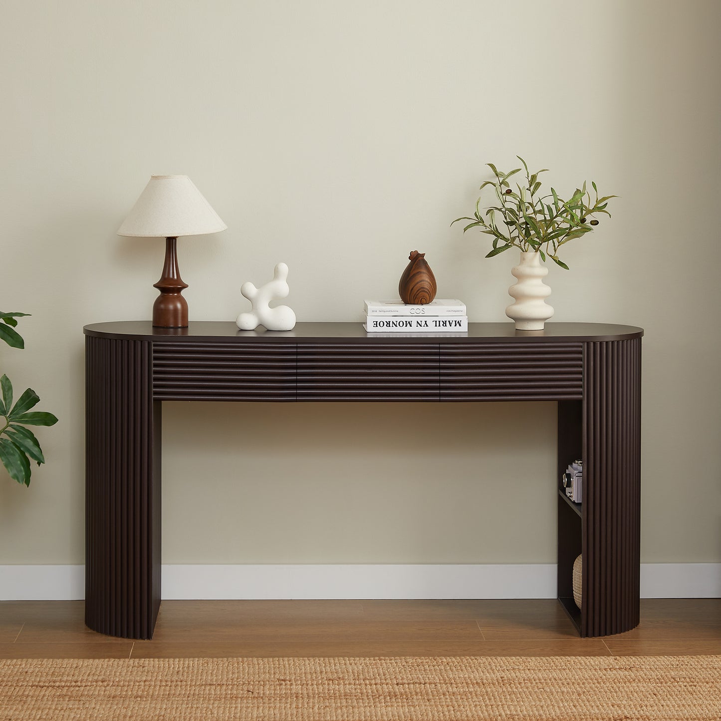 Retro Console Table with Storage - 3 Drawers, Espresso