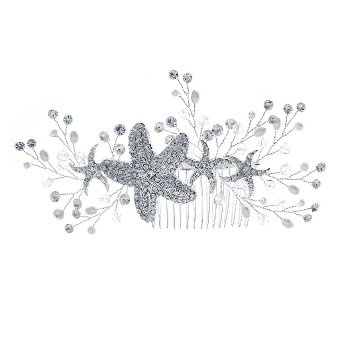 Silver Bridal Hair Headdress - Wedding Headwear