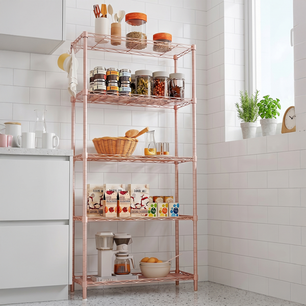 5-Tier Adjustable Iron Display Rack - High-Gloss Finish, 150cm
