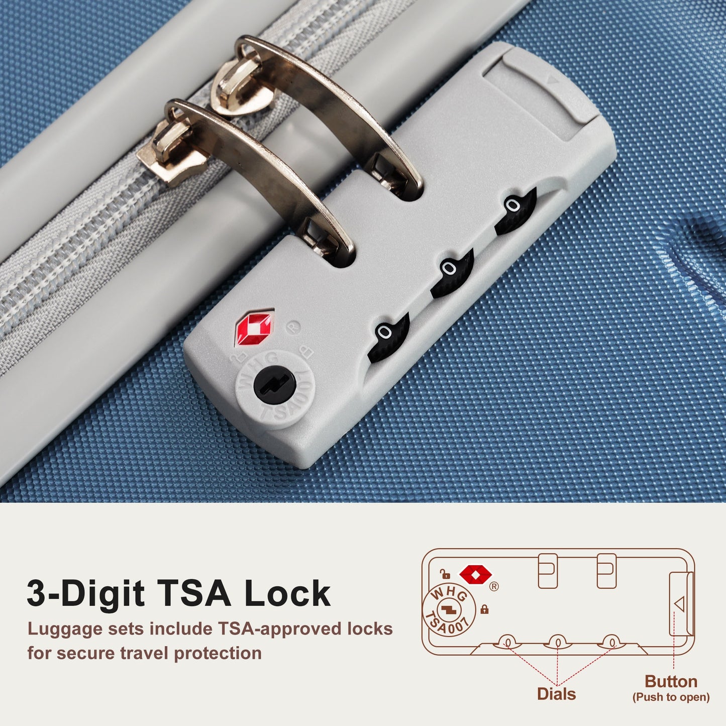 6-Piece Hardside Luggage Set with TSA Lock & Expandable Duffel - Blue