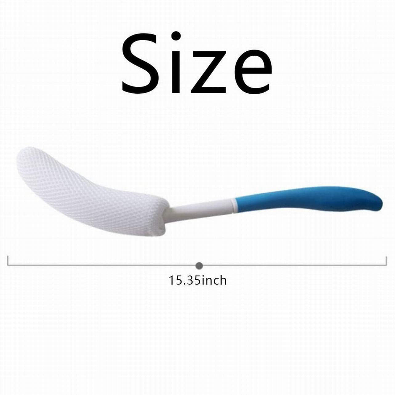 Minimalist Curved-Handle Bath Brush - Non-Slip Plastic & Sponge Blue