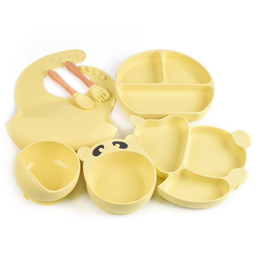 Silicone Solid Color Baby Tableware Set - Child Safe Dinnerware Kit