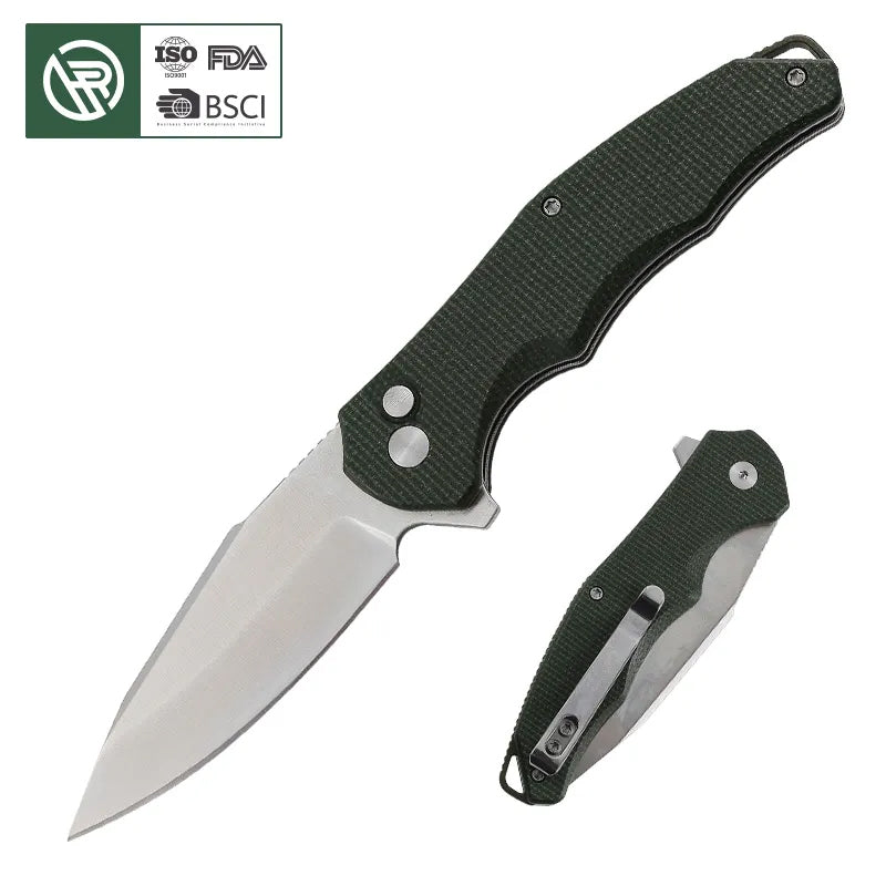 Folding Knife with G10 Handle - 14C28N Steel Outdoor Tool