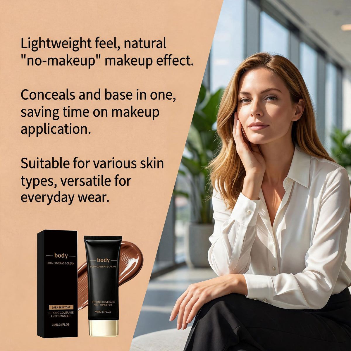 Body Concealer - Natural, Deep Flesh & Ivory Shades, 74ml