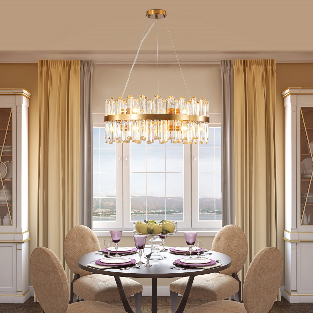 Modern Crystal Chandelier - Elegant LED Lighting for Living Room