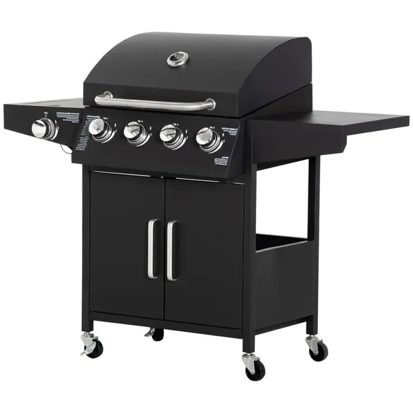 Portable Charcoal Grill with 4-Burner Cooking Area