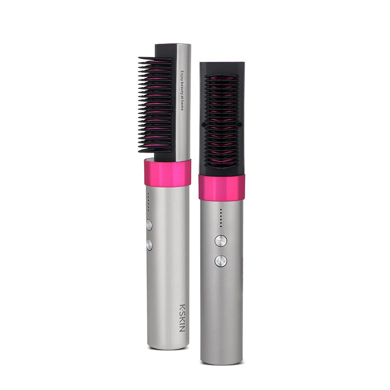 Wireless Rechargeable Hair Straightening Comb - Portable Dual-Purpose Styling Tool