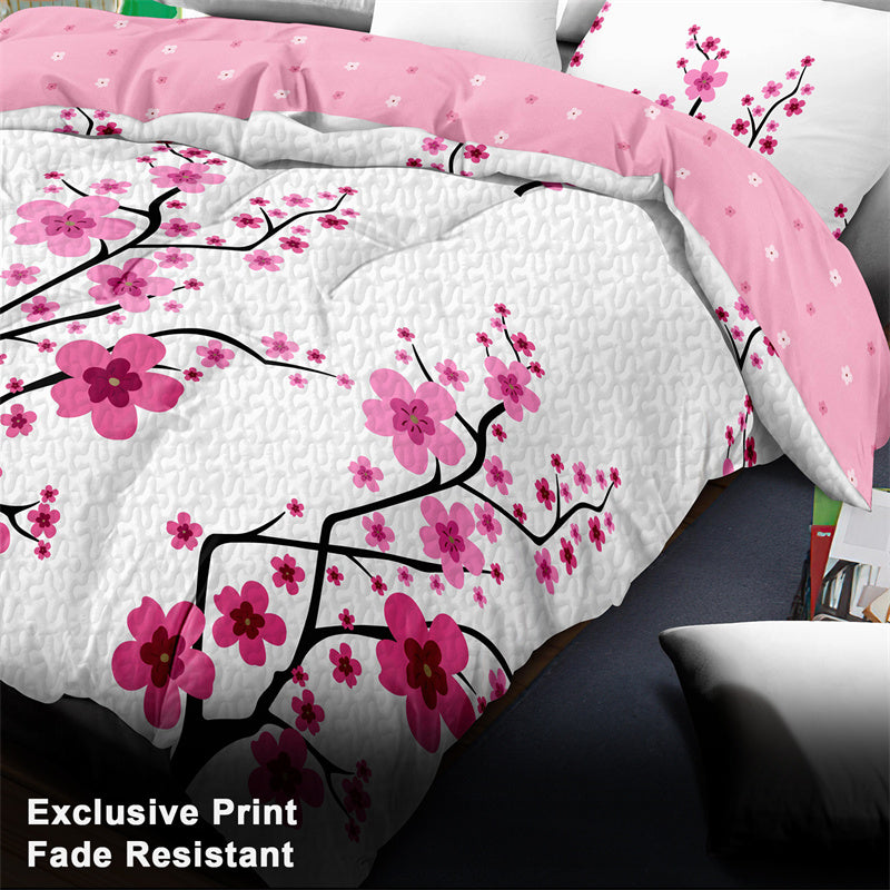 Pink Floral 5-Piece Quilt Set with Pillow Shams & Covers
